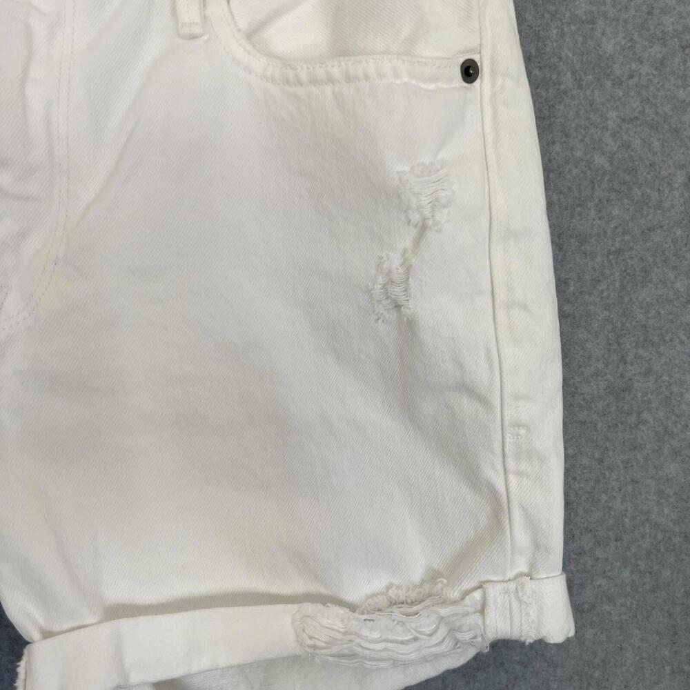 Frame Womens Le Beau Jean Shorts Size 25 White Distressed High Rise Cuffed - Picture 5 of 13